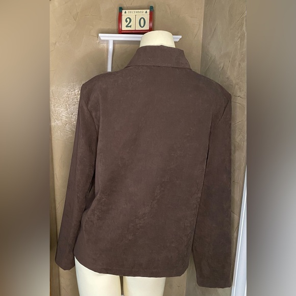 Vintage Briggs Blazer Jacket Womens Medium Faux Suede USA Washable Brown - Picture 2 of 11